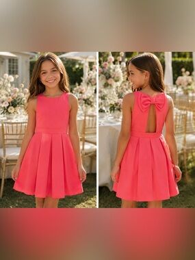 Jacadi Coral-Pink Sleeveless Pleated Dress